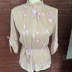 70's Floral Secretary Style Blouse